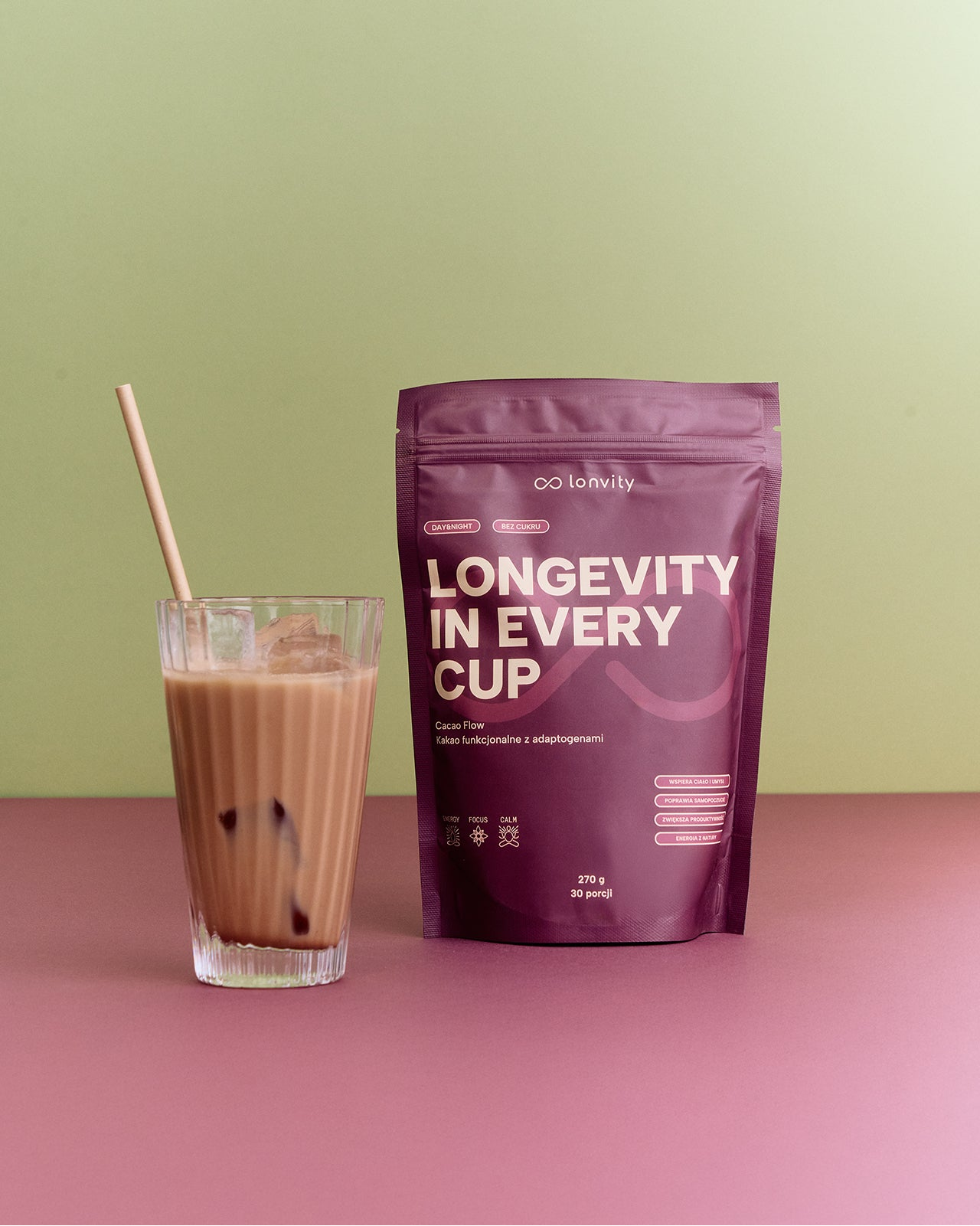 Kakao ceremonialne z adaptogenami Lonvity Cacao Flow